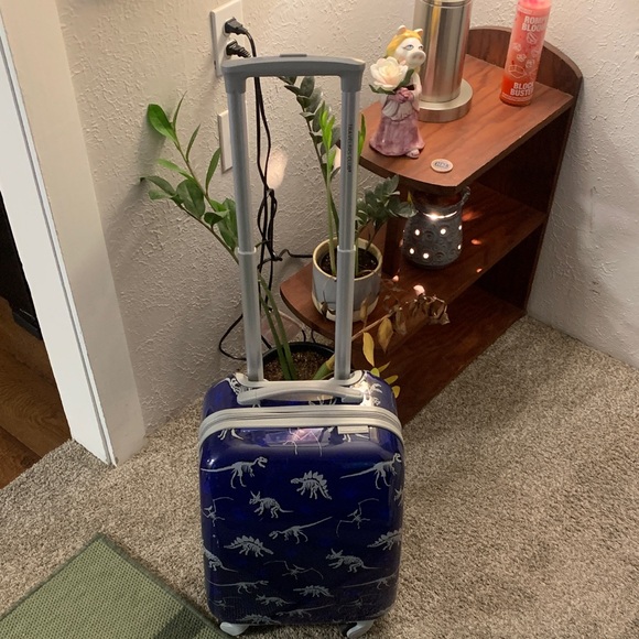 Blue Dinosaur Print Suitcase travelers choice carry on - Picture 3 of 9